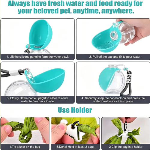 Portable Dog Water Bottle with Bowl for Travel - Image 3