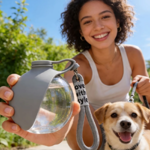 Portable Dog Water Bottle with Bowl for Travel
