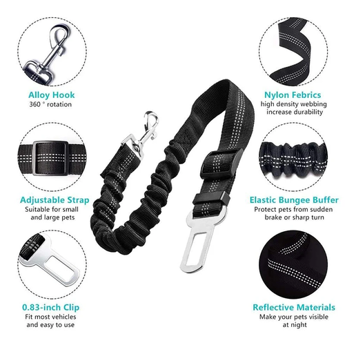 Dog Car Safety Leash Adjustable Retractable for Travel - Image 2