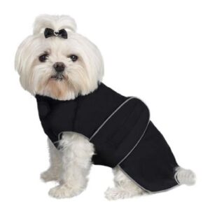 Weatherproof Fleece Lined Dog Coat Black Size 24
